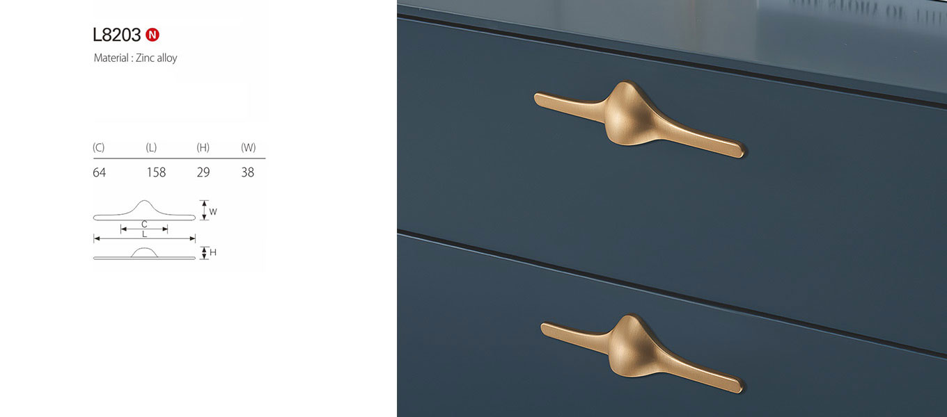 Modern Furniture Handle L8203:Material:Zinc alloy