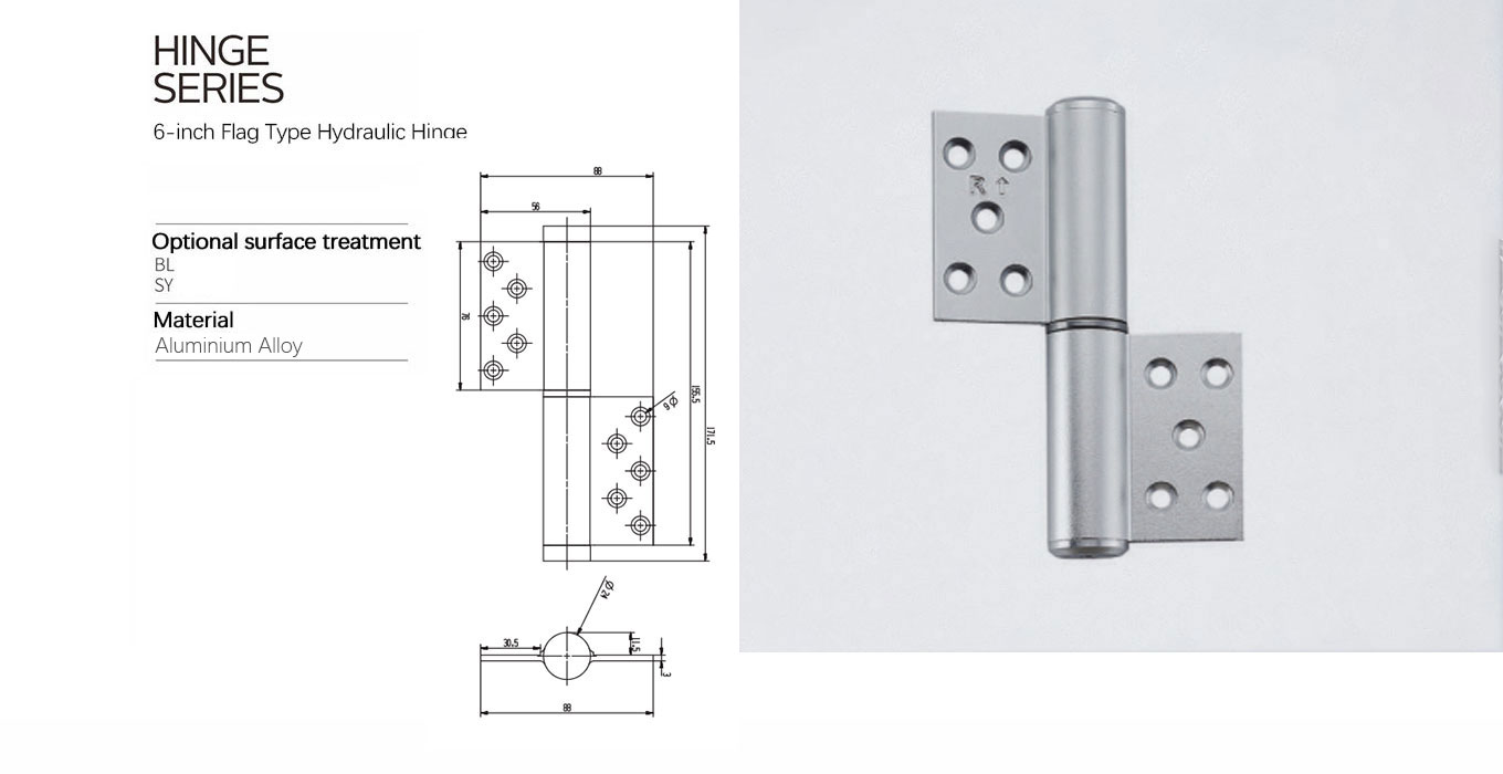 6 inch flag type hydraulic hinge 3