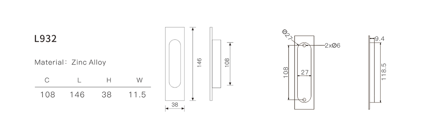 Modern Drawer Handle L932 108 5